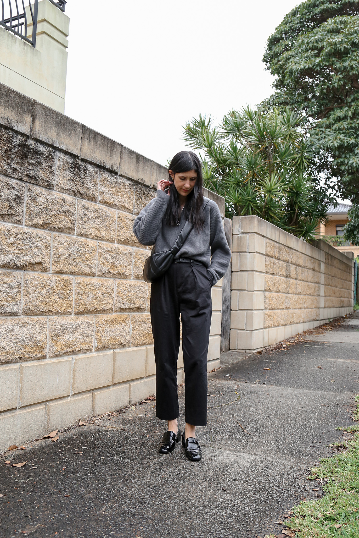 OOTD: Sporting the Jenni Kayne half zip sweater & Aeyde patent loafers OOTD: Sporting the Jenni Kayne half zip sweater & Aeyde patent loafers