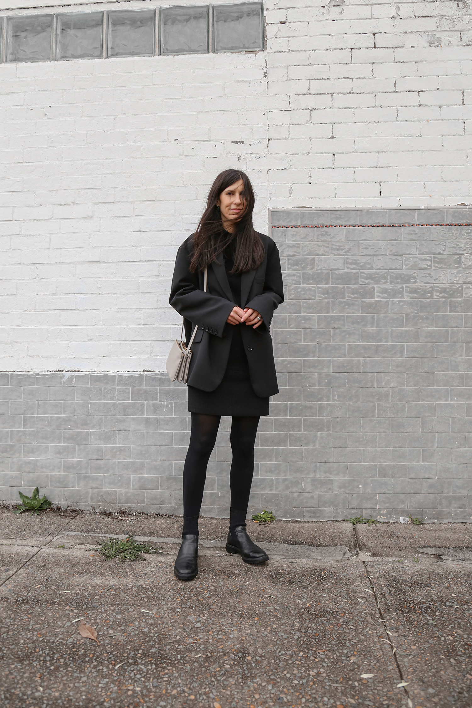 All black outfit carrying the Frankie Store Bea Blazer